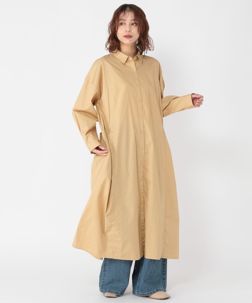 studio CLIP(スタディオクリップ)の「コットンバックドロストシャツワンピース(ワンピース・レディース・ベージュ/ネイビー/サックスブルー・FREE)」の5枚目の写真