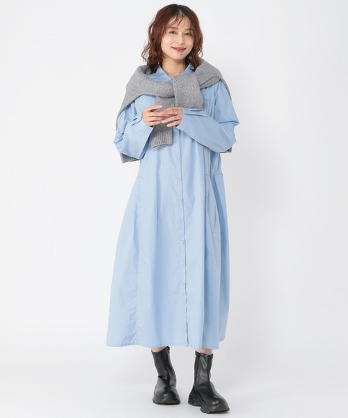 studio CLIP(スタディオクリップ)の「コットンバックドロストシャツワンピース(ワンピース・レディース・ベージュ/ネイビー/サックスブルー・FREE)」の8枚目の写真