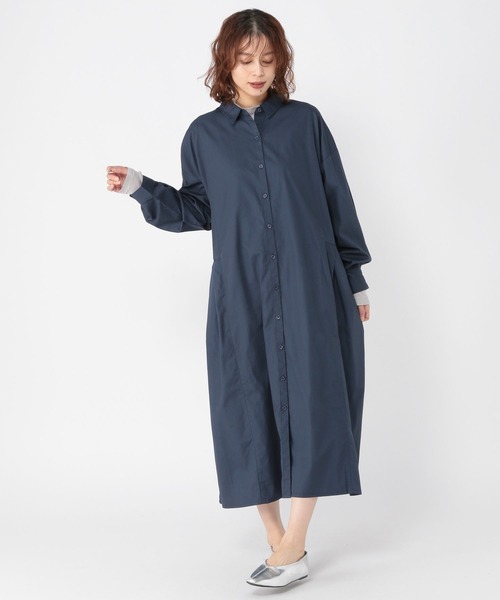 studio CLIP(スタディオクリップ)の「コットンバックドロストシャツワンピース(ワンピース・レディース・ベージュ/ネイビー/サックスブルー・FREE)」の9枚目の写真