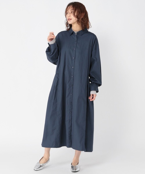 ハイク HYKE SHIRT DRESS ドロスト シャツワンピース ネイビー HYKE(ハイク)】 BUTTON-DOWN SHIRT DRESS｜PARIGOT ONLINE（パリゴ