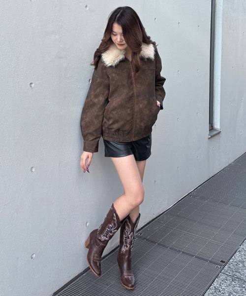 one way（ワンウェイ）の「ファー衿ブルゾン（ブルゾン・レディース・ブラウン/ブラック・FREE）」の3枚目の写真