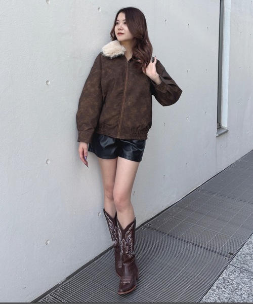 one way（ワンウェイ）の「ファー衿ブルゾン（ブルゾン・レディース・ブラウン/ブラック・FREE）」の4枚目の写真