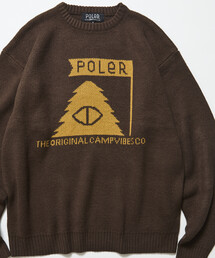 POLeR（ポーラー）の「限定展開 POLeR×FREAK'S STORE/ポーラー 別注 リラックスフィット ロゴデザイン ジャガード クルーネック ニット（ニット/セーター）」