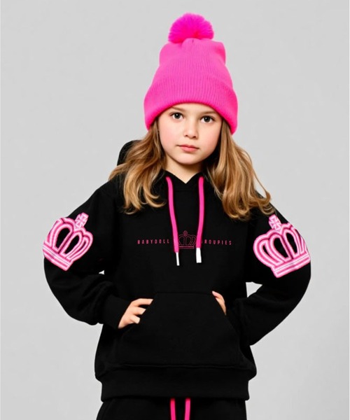 BABYDOLL（ベビードール）の「親子お揃い BIGネオンクラウンパーカー 1184K (ボトムス別売り)（パーカー・キッズ・ブラック/グリーン系その他7・80ｃｍ/90cm/100cm/110cm/120cm/130cm/140cm/150cm）」の2枚目の写真