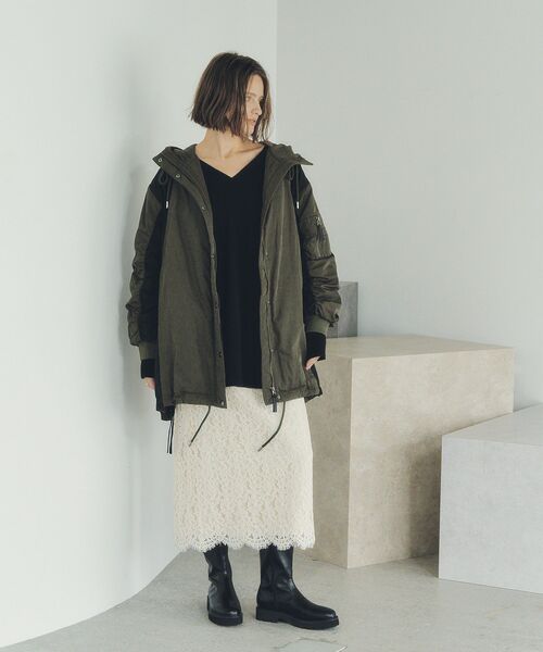 Editt by YECCA VECCA（エディットバイイェッカヴェッカ）の「パディングフーディーコート（ブルゾン・レディース・ブラック/カーキ・FREE）」の10枚目の写真