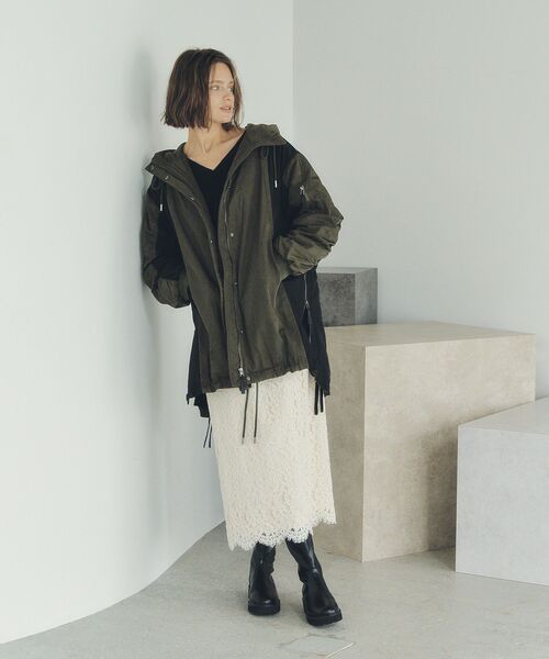 Editt by YECCA VECCA（エディットバイイェッカヴェッカ）の「パディングフーディーコート（ブルゾン・レディース・ブラック/カーキ・FREE）」の11枚目の写真
