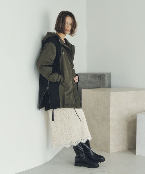 Editt by YECCA VECCA（エディットバイイェッカヴェッカ）の「パディングフーディーコート（ブルゾン・レディース・ブラック/カーキ・FREE）」の15枚目の写真