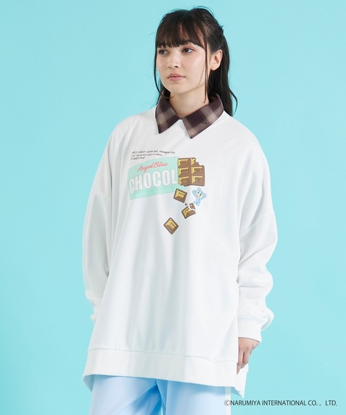 エンジェルブルー×DIP IN CHOCOLATE】プリントビッグスウェット
