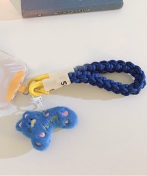 Jelly moo（ジェリームー）の「【 Jelly moo / ジェリームー 】 もこもこ ハート模様 猫チャーム スマホストラップ / スマホチャーム（スマホグッズ）」