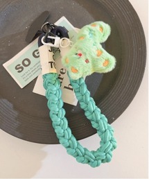 Jelly moo（ジェリームー）の「【 Jelly moo / ジェリームー 】 もこもこ ハート模様 猫チャーム スマホストラップ / スマホチャーム（スマホグッズ）」