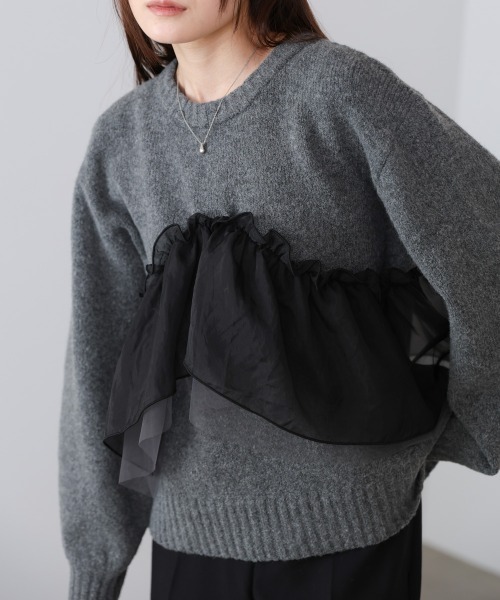 セール】エニーウェイフリルニットトップス（ニット/セーター）｜Bab