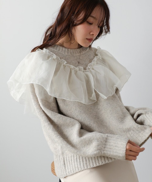 【25SS】Bibiy トップス　ニット　フリル　襟 25SS】Bibiy トップス ニット フリル 襟