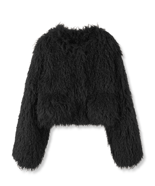 AVANDRESS(アバンドレス )の「Crop Teddy Fur Jacket BLACK(ムートンコート・レディース・ブラック・MEDIUM/SMALL)」の3枚目の写真