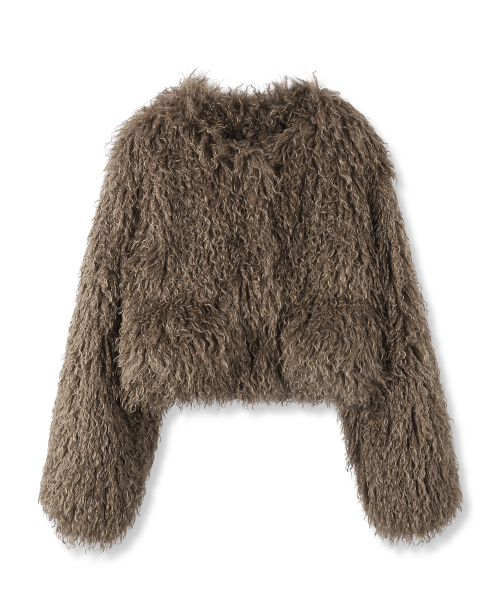 AVANDRESS(アバンドレス )の「Crop Teddy Fur Jacket BLACK(ムートンコート・レディース・ブラック・MEDIUM/SMALL)」の2枚目の写真