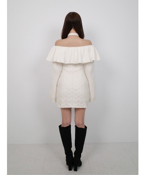 新品 未開封品 Darich ホルターデザインオフショルニットミニワンピース ホルターデザインオフショルニットミニワンピース（ワンピース