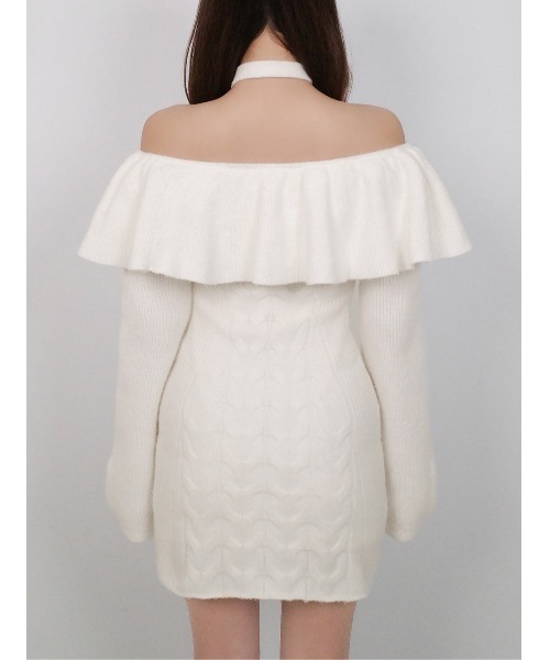 Darich（ダーリッチ）の「ホルターデザインオフショルニットミニ