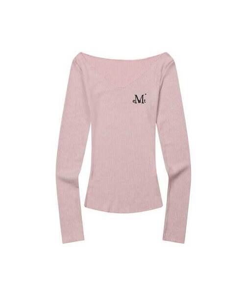 MUCENT(ムセント)の「ビアジェ スリムフィット Vネック デミッジリブ 長袖Tシャツ (6カラー)(Tシャツ/カットソー・レディース・ブラック/ベージュ/ブラウン/グレー/ピンク/アイボリー・FREE)」の6枚目の写真