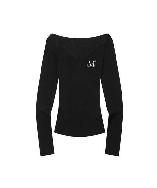 MUCENT(ムセント)の「ビアジェ スリムフィット Vネック デミッジリブ 長袖Tシャツ (6カラー)(Tシャツ/カットソー・レディース・ブラック/ベージュ/ブラウン/グレー/ピンク/アイボリー・FREE)」の1枚目の写真