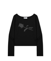 ESCAPEFROM（エスケープフロム）の「Rose For You Print Slim Fit Boat Neck Long Sleeve Black（Tシャツ/カットソー）」
