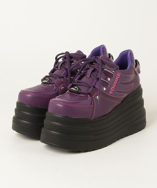 YOSUKE(ヨースケ)の「ヨースケYOSUKEウィメンズ厚底トリプルボリューミーソールレースアップスニーカー2710052(スニーカー・レディース・ブラック×パープル/ブラック/パープル/ホワイト系その他/ライトブルー/ブラック×レッド・23.0cm/23.5cm/24.0cm/24.5cm/25.0cm/22.5cm)」の1枚目の写真