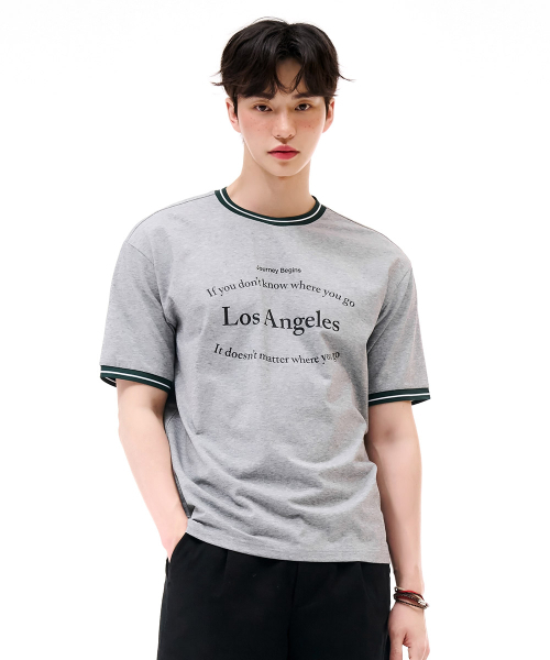 CHASECULT(チェイスカルト)の「男性リングタップ配色半袖Tシャツ-グレー(Tシャツ/カットソー・メンズ・MD.Gray・95/105/100)」の1枚目の写真