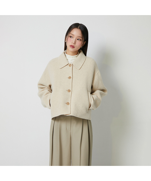 LAP(ラップ)の「(キャリオーバー)(ハンド) クロップコート AQ4WTM62(ダッフルコート・レディース・ブラック/スカイブルー/チャコール/オートミール・FREE)」の5枚目の写真