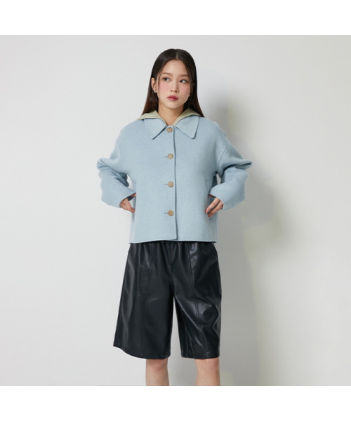 LAP(ラップ)の「(キャリオーバー)(ハンド) クロップコート AQ4WTM62(ダッフルコート・レディース・ブラック/スカイブルー/チャコール/オートミール・FREE)」の6枚目の写真