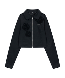 IUGAMAKARAS（イウガマカラス）の「フラワーズジップアップジャケット（ブラック）（その他アウター）」