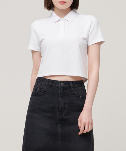 MUSINSA STANDARD WOMAN(ムシンサスタンダードウーマン)の「【クールタンダード】レディースクロップドピケポロシャツ【ホワイト】(ポロシャツ・レディース・その他・SMALL/MEDIUM/LARGE/X-SMALL)」の2枚目の写真