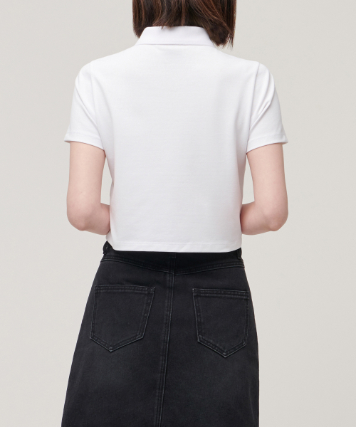 MUSINSA STANDARD WOMAN(ムシンサスタンダードウーマン)の「【クールタンダード】レディースクロップドピケポロシャツ【ホワイト】(ポロシャツ・レディース・その他・SMALL/MEDIUM/LARGE/X-SMALL)」の3枚目の写真