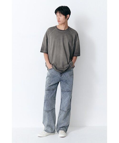 MUSINSA STANDARD（ムシンサスタンダード）の「ルナ ダイング ストラクチャード オーバーサイズ クルーネック Tシャツ [チャコールグレー]（Tシャツ/カットソー・メンズ・その他・XX-LARGE/XXX-LARGE/LARGE/MEDIUM/SMALL/X-LARGE）」の7枚目の写真