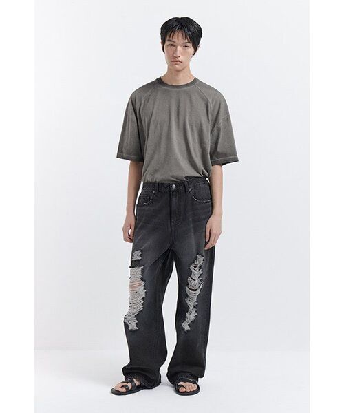 MUSINSA STANDARD（ムシンサスタンダード）の「ルナ ダイング ストラクチャード オーバーサイズ クルーネック Tシャツ [チャコールグレー]（Tシャツ/カットソー・メンズ・その他・XX-LARGE/XXX-LARGE/LARGE/MEDIUM/SMALL/X-LARGE）」の8枚目の写真