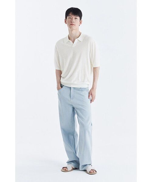 MUSINSA STANDARD（ムシンサスタンダード）の「ブークルスリットネックニットポロシャツ[アイボリー]（ニット/セーター・メンズ・その他・XX-LARGE/LARGE/MEDIUM/SMALL/X-LARGE）」の9枚目の写真