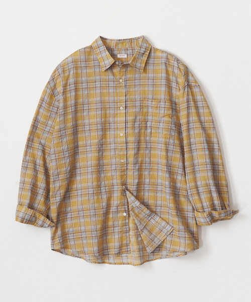 ジャイアントフィット タータンチェックシャツ（イエロー）（シャツ