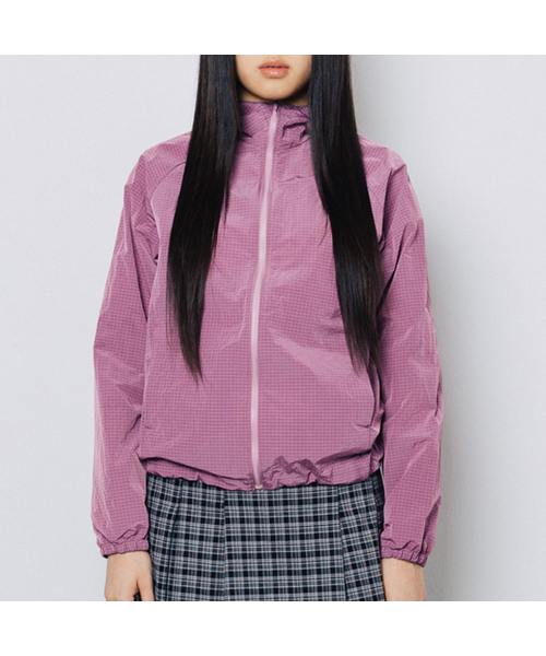 ツイスターチェックエンジェルウィンドブレーカー - ピンク（ナイロン