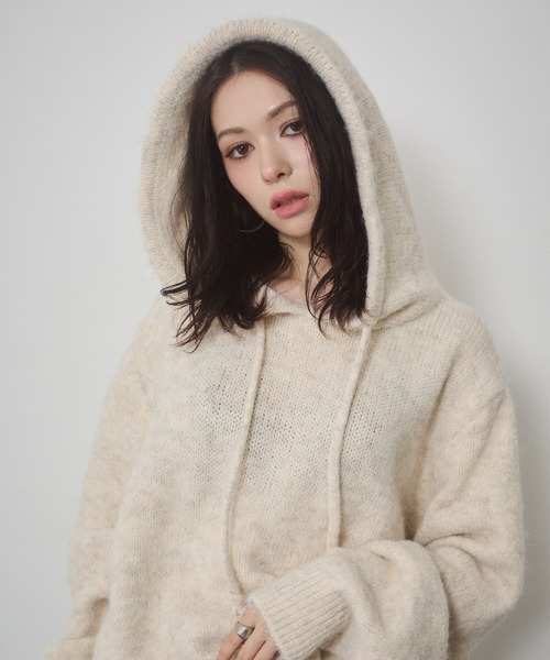 ENVYM（アンビー）の「フーディールーズニットPO（ニット/セーター・レディース・ブラウン/グレー/ベージュ・FREE）」の19枚目の写真