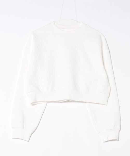 STYLEBLOCK（スタイルブロック）の「ふくれジャガードカットソークロップドプルオーバー（Tシャツ/カットソー・レディース・ブラック/グレー/ホワイト・M）」の2枚目の写真