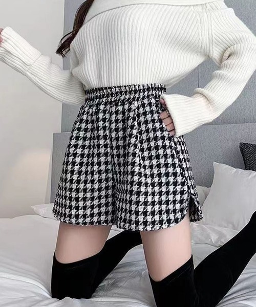 GLAMOROUS JANE(グラマラスジェーン)の「千鳥柄ウエストゴムショートパンツ(その他パンツ・レディース・ブラック/ブラウン・L/M)」の9枚目の写真