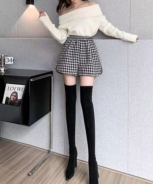 セール】千鳥柄ウエストゴムショートパンツ（その他パンツ