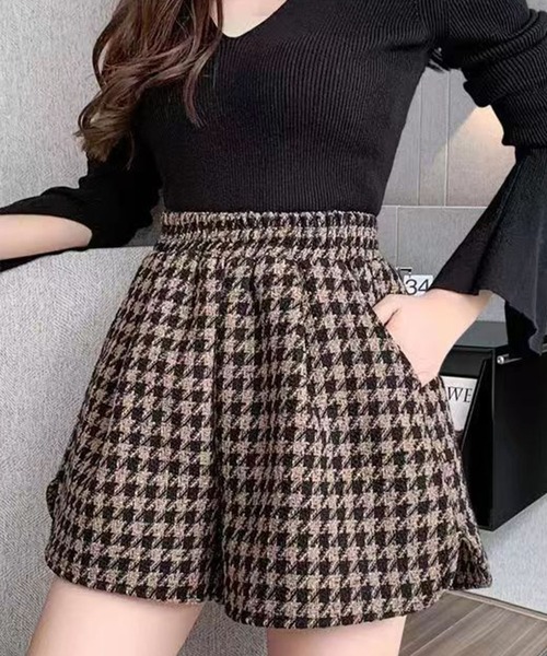 セール】千鳥柄ウエストゴムショートパンツ（その他パンツ