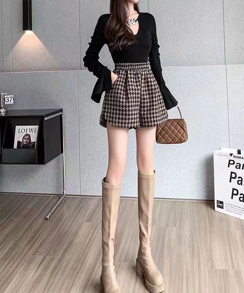 GLAMOROUS JANE(グラマラスジェーン)の「千鳥柄ウエストゴムショートパンツ(その他パンツ・レディース・ブラック/ブラウン・L/M)」の18枚目の写真