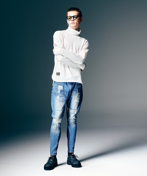 glamb（グラム）の「Deformed Turtleneck Cutsew / デフォームドタートルネックカットソー（Tシャツ/カットソー・メンズ・ホワイト/ブラック/ブラック系その他・S/M/L）」の12枚目の写真