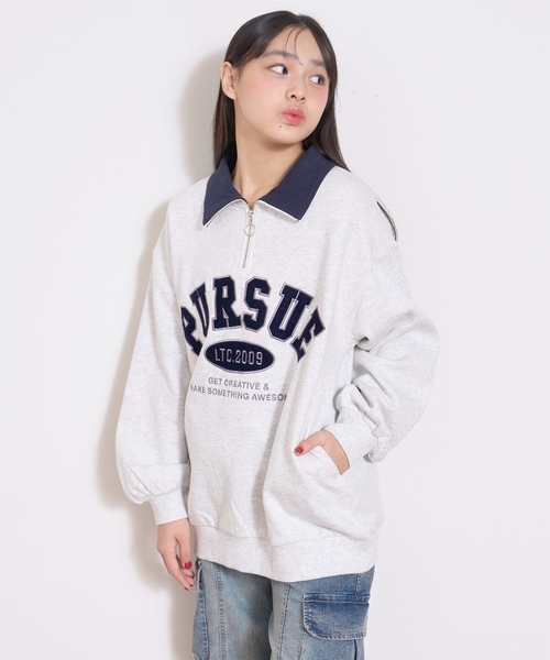 LOVETOXIC（ラブトキシック）の「【LTXC】【綿100％】裏起毛ハーフジップスウェット（スウェット・キッズ・ブラック/ホワイト系その他/グリーン・L:160cm/M:150cm/S:140cm/130cm）」の10枚目の写真