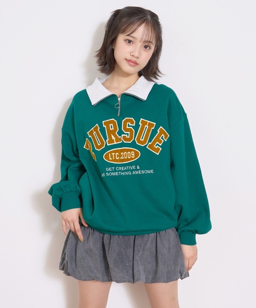 LOVETOXIC（ラブトキシック）の「【LTXC】【綿100％】裏起毛ハーフジップスウェット（スウェット・キッズ・ブラック/ホワイト系その他/グリーン・L:160cm/M:150cm/S:140cm/130cm）」の11枚目の写真