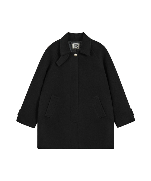 セール】WOOL BALMACAAN COAT - BLACK（チェスターコート