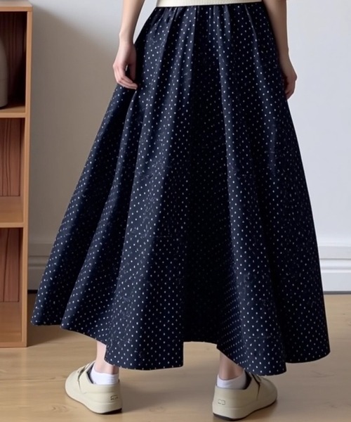 cammie(キャミー)の「ドットフレアスカート(スカート・レディース・ネイビー/ホワイト・M/L)」の5枚目の写真