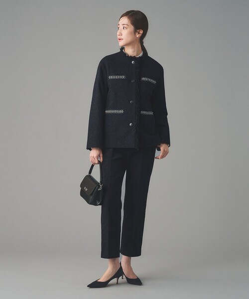 UNITED ARROWS（ユナイテッドアローズ）の「2トーン ツイードライク ノーカラー ジャケット（ノーカラージャケット・レディース・ブラック/ネイビー・40/38/36）」の13枚目の写真