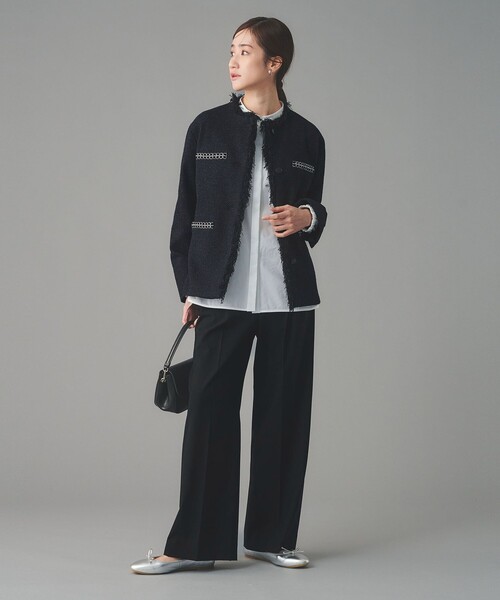 UNITED ARROWS（ユナイテッドアローズ）の「2トーン ツイードライク ノーカラー ジャケット（ノーカラージャケット・レディース・ブラック/ネイビー・40/38/36）」の17枚目の写真