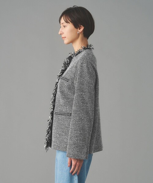 UNITED ARROWS（ユナイテッドアローズ）の「2トーン ツイードライク ノーカラー ジャケット（ノーカラージャケット・レディース・ブラック/ネイビー・40/38/36）」の19枚目の写真