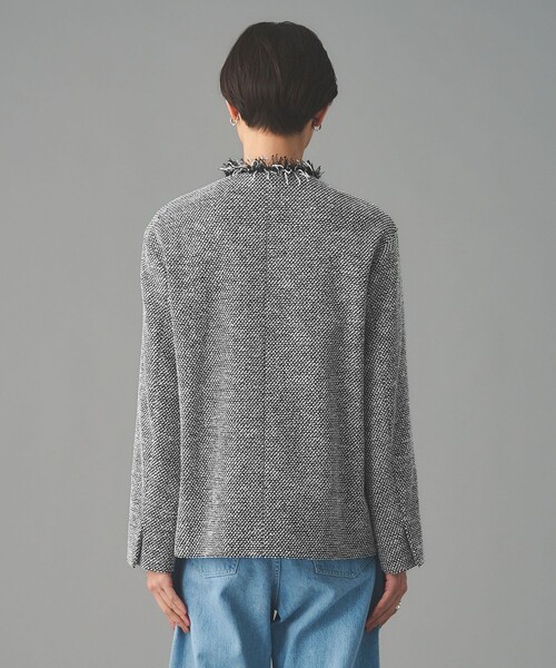 UNITED ARROWS（ユナイテッドアローズ）の「2トーン ツイードライク ノーカラー ジャケット（ノーカラージャケット・レディース・ブラック/ネイビー・40/38/36）」の20枚目の写真